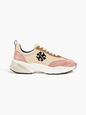 NWOT Tory Burch Color-Block Suede Pink and Cream Sneakers Size 13